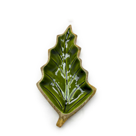 2x Lost in the Forrest -  Enamel Leaf Wooden Bowl - 33x17cm