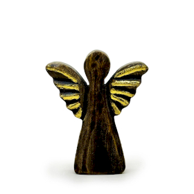 8x Mango Wood Angel Small - Gold Decor - 12cm