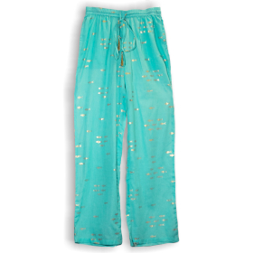 Turquoise & Gold Fish L/XL Handpainted Nomad Sari Pants