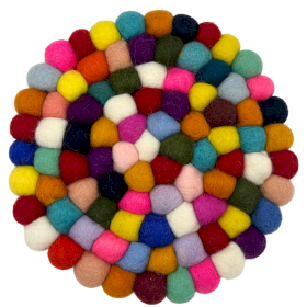 Felt Ball Round Placemat - 20cm - Multi Colour
