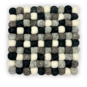 Felt Ball Square Placemat - 20cm - Multi Grey Colour
