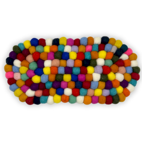 Felt Ball Oval Centre Mat - 38x18cm - Multi Colour