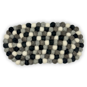 Felt Ball Oval Centre Mat - 38x18cm - Multi Grey Colour