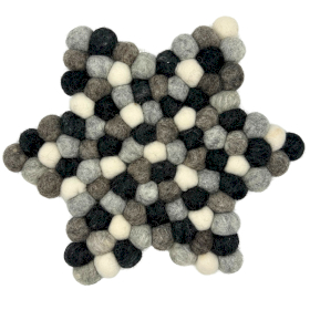 Felt Ball Star Centre Mat - 38x38cm - Multi Grey Colour
