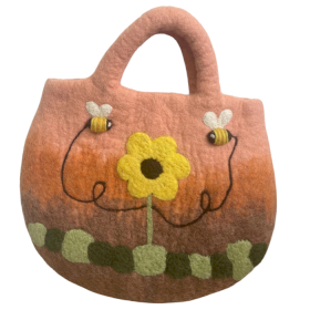 Sunflower & Bees Felted Bag - 35x27cm