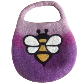 Water Felted Bee Bag - One Handle with Magnet  - Lavender Shades