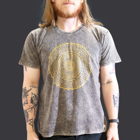 Large Stone Washed Teashirt - Mandala - Dark Grey