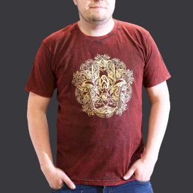 XLarge Stone Washed T-Shirt - Hamsa - Maroon
