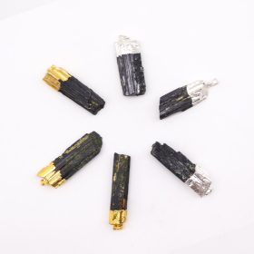 6x Gemstone Indian Tourmaline Gold & Silver Plated Pendants (6 assorted)