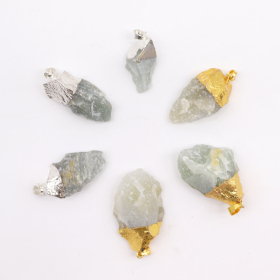 6x Gemstone Indian Jade Gold & Silver Plated Pendants (6 assorted)