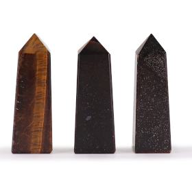 3x Gemstone Obelisk Point - Tiger Eye