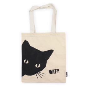 10x Iconic Basic Tote Bag - Black Cat - Natural 4oz