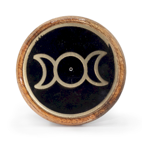 10x Incense Holder - Gold & Black on Mango Wood -  Triple Moon