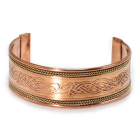 6x Copper Wide Banded Bracelets with Brass Decor (Assorted)