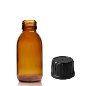 70x 100ml Amber Glass Medicine Bottle with Tamper Evident Cap