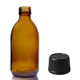 54x 250ml Amber Glass Medicine Bottle with Tamper Evident Cap
