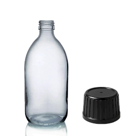 48x 250ml Smoked Grey Glass Medicine Bottle with Tamper Evident Cap