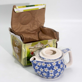 Small Herbal Teapot - Blue Daisey - Damaged Box