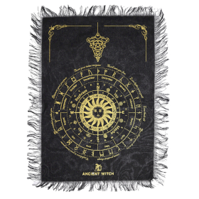 6x Sun Face - Pendulum Divination Cloth - Black & Gold