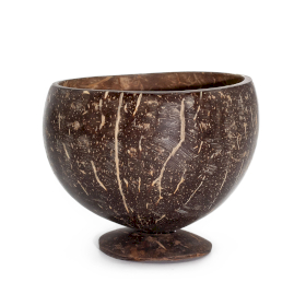 5x Small Natural Coconut Bowl - Polished - Craft Use - 9x10cm on Stand