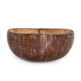 5x Med Natural Coconut Bowl - Polished - Craft Use - 6x13cm