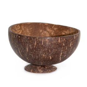 5x Med Natural Coconut Bowl - Polished - Craft Use - 8x13cm on Stand