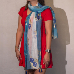 Summer Scarf -  180x50cm - Aqua Fish - Sea Blue