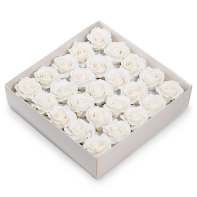 25x Craft Soap Flower - (5-Layer) Romantic Rose - White