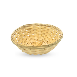 10x Round Bamboo Bread Baskets - 20x7cm