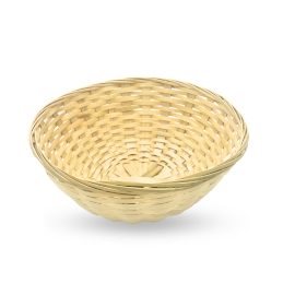 10x Round Bamboo Bread Baskets - 23x8cm