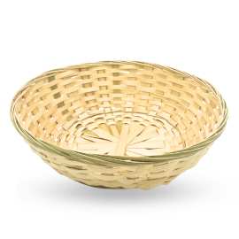 10x Round Bamboo Bread Baskets - 30x9cm