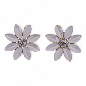 Pearl - Vintage Glass - Flowers - Earrings