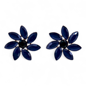 Royal Blue - Vintage Glass - Flowers - Earrings