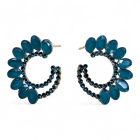 Teal Green - Vintage Glass - Loop - Earrings