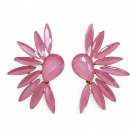 Rose Quartz - Vintage Glass - Angel Wings - Earrings