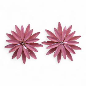 Rose Quartz - Vintage Glass - Flowers - Earrings