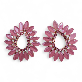 Rose Quartz - Vintage Glass - Loop - Earrings