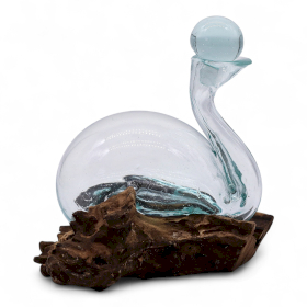 Molten Glass Duck Decanter on Wood with Stopper