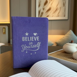 Velvet Note Book - 80 pages - Believe in Yourself- Lavender