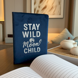Velvet Note Book - 80 pages - Stay Wild Moon Child - Dark Blue