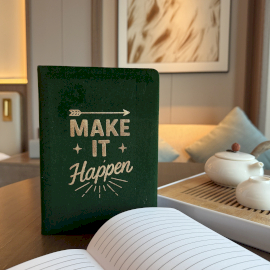 Velvet Note Book - 80 pages - Make it Happen - Dark Green