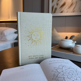 Ivory Gratitude Journal - 120 pages - My Days are Full of Sun with Gold Lining Gratitude Journal - 120 pages - gold edge - Ivory & Gold