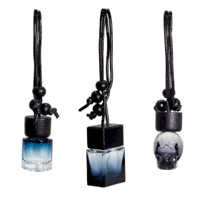 12x Black Car Diffuser Hanging Bottles - 8ml - (3 assorted designs x 4)