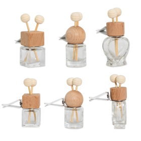 12x Clear Car Diffuser Vent Attach Bottles - 8ml - (3 assorted designs x 4)