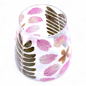 4x Natural Floral Glass - Vase Candle Holder - Primavera  - (12x11cm)