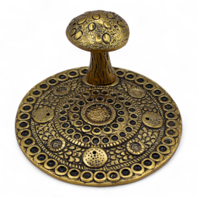 2x Mushroom Plate  - Brass Effect - Incense Holder
