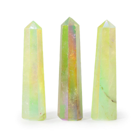 3x Gemstone Obelisk Points approx 9cm - Aurura Crystal Quartz - Pale Green