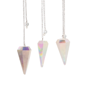 Six Sided Pendulum - Aurora Crystal Angel White - 4cm