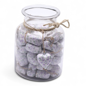 50x Large Decor Wood Hearts -  Lavender (50) - in Display Jar