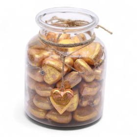 50x Large Decor Wood Hearts -  Rose Gold (50) - in Display Jar